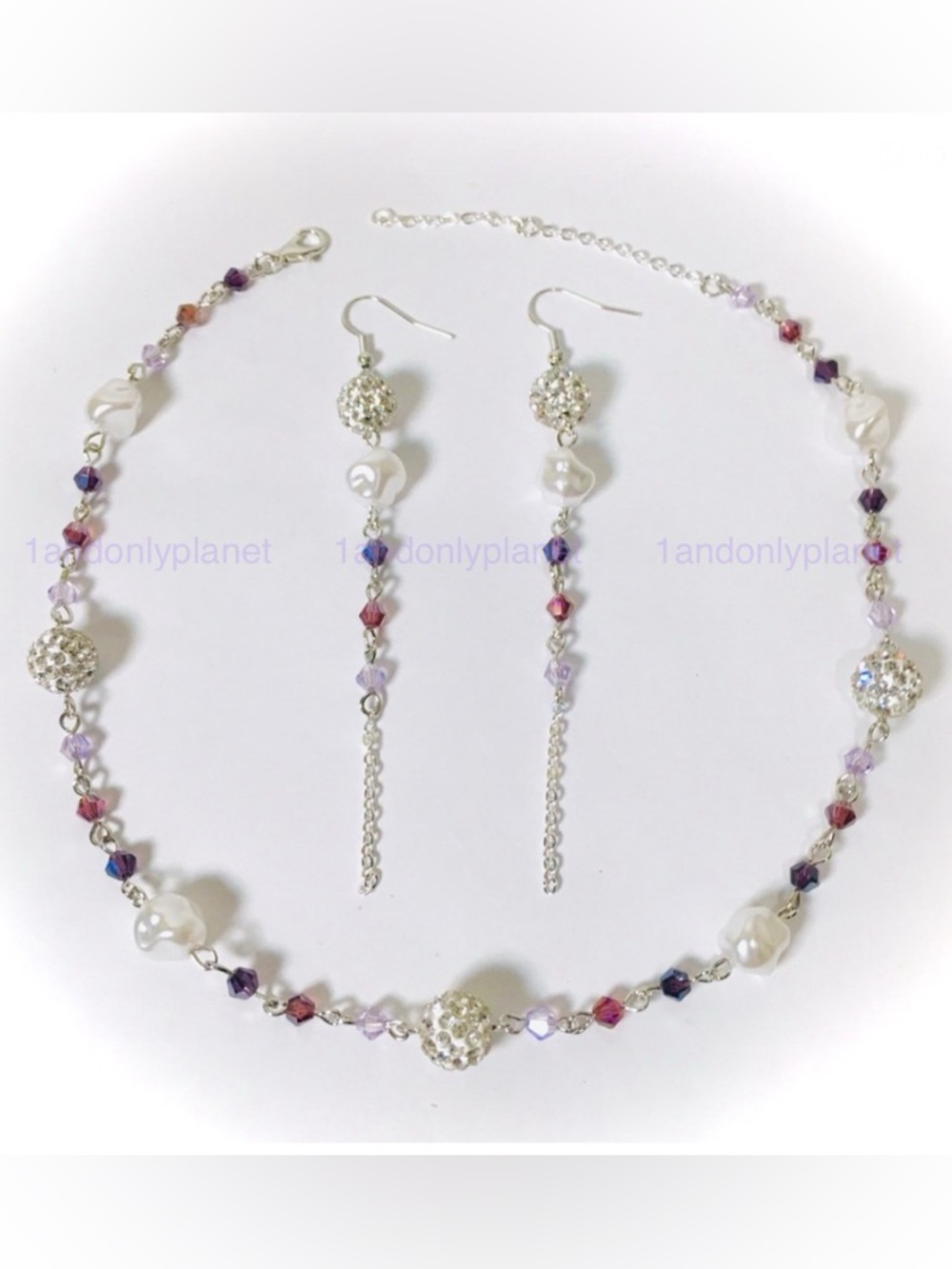✨NEW✨ Set Freshwater Pearl Silver Beaded Choker Necklace & Earrings